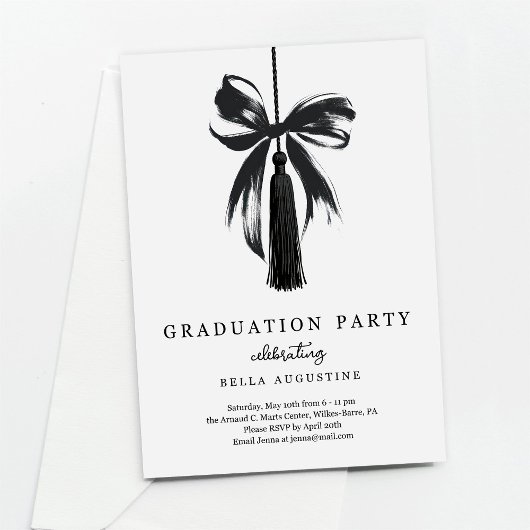 Bow Graduation Invitation Girl High School College