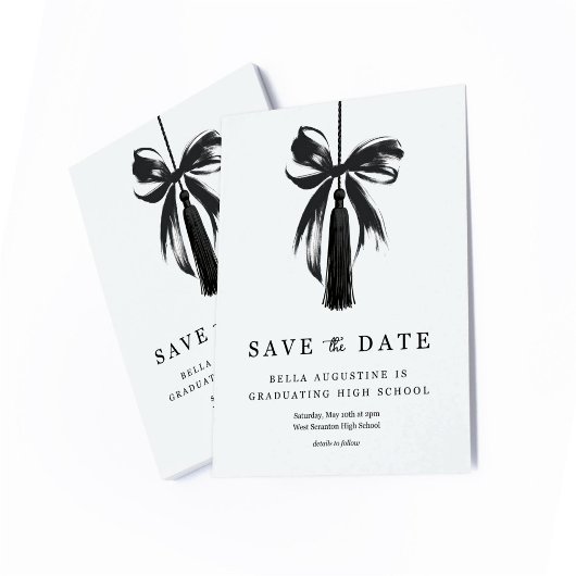 Bow Graduation Save the Date Insert Card Bedankkaart