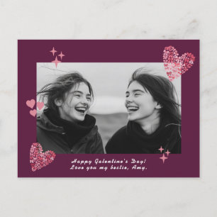 Bow Hearts Galentine's Day Custom Foto & Tekst Briefkaart