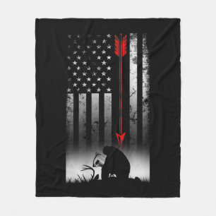 Bow hert jaagt Amerikaanse vlag cadeau voor Bow hu Fleece Deken