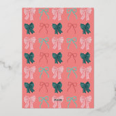 Bow Ho Rode & Roze Bogen Kerstmis Folie Feestdagenkaart (Achterkant)