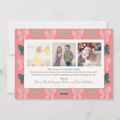 Bow Ho Rood & Roze Bogen 3 Foto Kerstmis Feestdagenkaart (Achterkant)