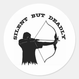 Bow Hunting Archery Silent, maar Dood Ronde Sticker