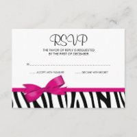 Bow imprimé rose chaud Zebra RSVP