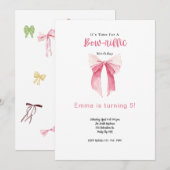 Bow Invitation Anniversaire Petite Fille Fête Anni (Devant / Derrière)