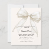 Bow ivory pearls luxury Baby Shower invitation (Voorkant)