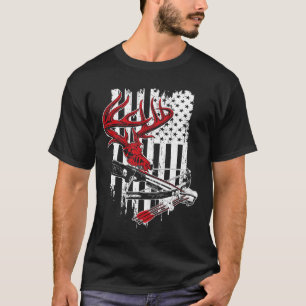 Bow-jager van de Kroesboeg Camo American Flag Di T-shirt