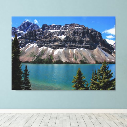 Bow Lake, Banff NP, Alberta Canvas Afdruk (Insitu (Houten vloer))