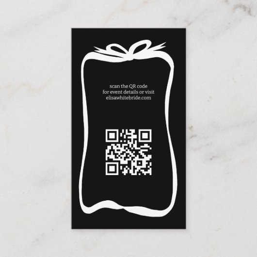 Bow Lint Lijst Vrijgezellenfeest CUSTOM QR Code Informatiekaartje (Voorkant)