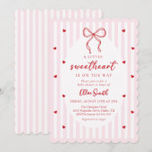 Bow Little Sweetheart Baby Shower Invitation (Devant / Derrière)
