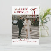 Bow Married and Bright Christmas Holiday Card Feestdagenkaart (Staand voorkant)
