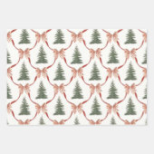 Bow Merry Christmas Watercolor Tree Wrapping Paper (Voorkant)