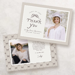 Bow Modern Photo Graduation Thank You Card Bedankkaart