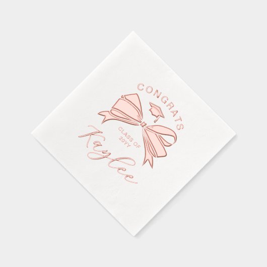 Bow Naam in Script Congrats Afstudeerder Folie Servetten (Rechts)