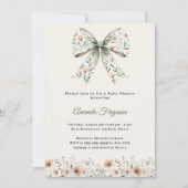 Bow neutral florals summer Baby Shower invitation (Devant)
