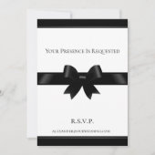 Bow noir et Faire-part de mariage classique blanch (Devant)