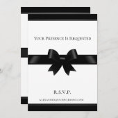 Bow noir et Faire-part de mariage classique blanch (Devant / Derrière)