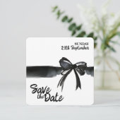 Bow noir tendance Enregistrer la carte Mariage dat (Debout devant)