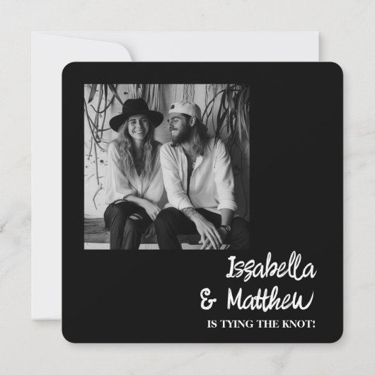 Bow noir tendance Enregistrer la carte Mariage dat (Dos)