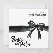 Bow noir tendance Enregistrer la carte Mariage dat (Devant)