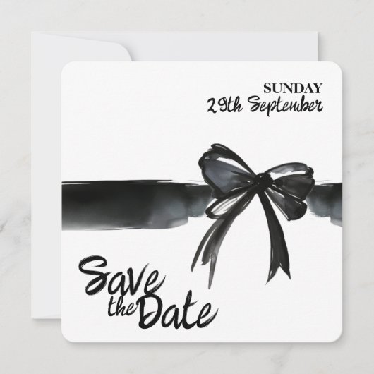 Bow noir tendance Enregistrer la carte Mariage dat (Devant)