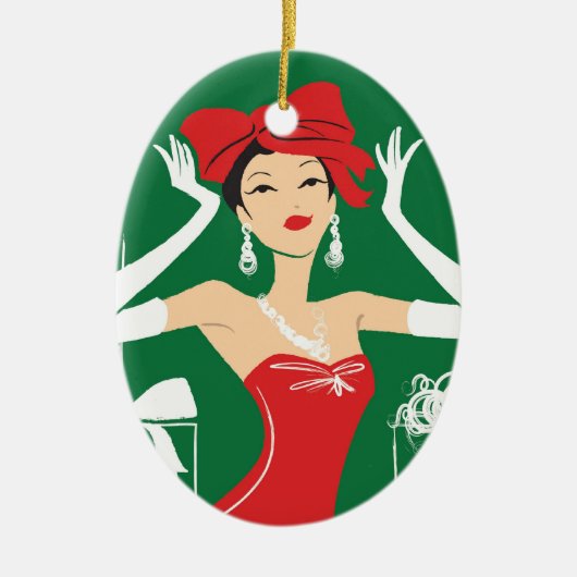 Bow op topooval keramisch ornament (Voorkant)