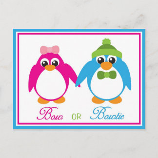 Bow ou Bowtie Penguin Invitations de révélation de