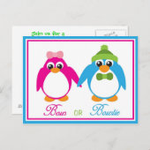 Bow ou Bowtie Penguin Invitations de révélation de (Devant / Derrière)