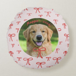 Bow Pattern Personalized Pet Photo Pillow Rond Kussen
