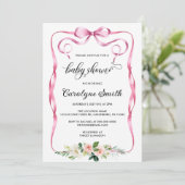 Bow Pink Baby shower Invitation Kaart (Staand voorkant)