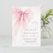 Bow Pink Coquette Baby shower Kaart (Staand voorkant)