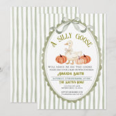 Bow Preppy Sage Herfst Gekke Gans Baby shower Kaart (Voorkant / Achterkant)