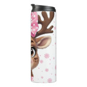 Bow Reindeer Christmas Girls Personalized Tumbler Thermosbeker (Geroteerd rechts)