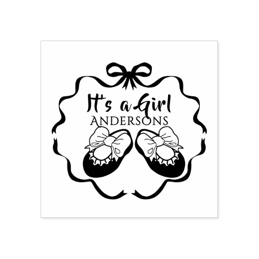 Bow Ribbon is een Meisje Rubber Stamp Rubberstempel (Afrduk)