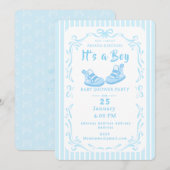 Bow Ribbon Its a Boy Baby Shoe Kaart (Voorkant / Achterkant)