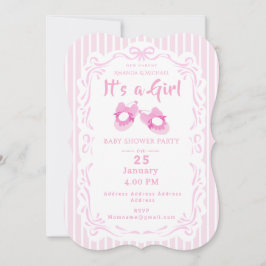 Bow Ribbon Its a Girl Baby Shoe Pink Kaart