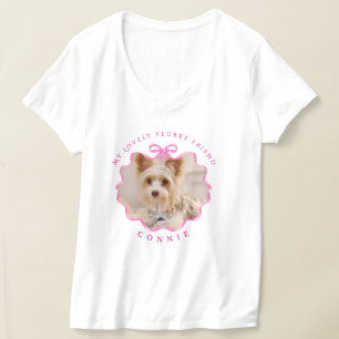 Bow Ribbon Pet Foto Roze T-shirt