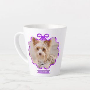 Bow Ribbon Pet Memory Foto Paarse Latte Mok