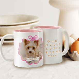 Bow Ribbon Pet Memory Foto Roze Tweekleurige Koffiemok