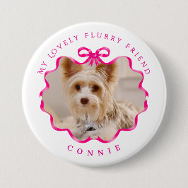 Bow Ribbon Pet Photo Red Ronde Button 7,6 Cm