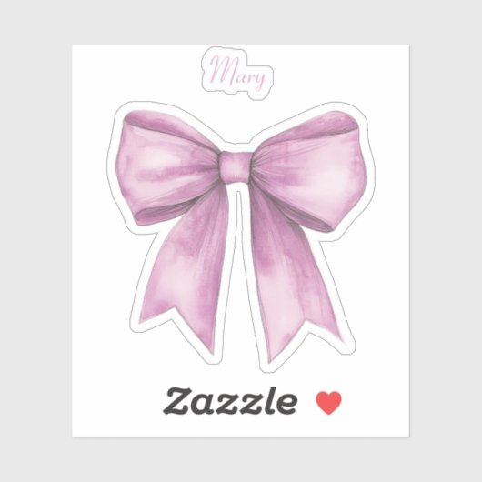 Bow rose avec Sticker Vinyl de nom (Feuille)