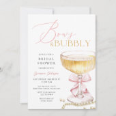 Bow rose Brunch & Bubbly Invitation de douche nupt (Devant)