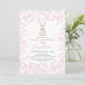 Bow rose Chinoiserie bunny baby shower Invitation (Debout devant)