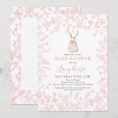 Bow rose Chinoiserie bunny baby shower Invitation (Devant / Derrière)
