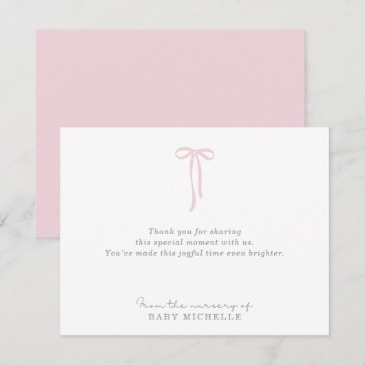 Bow rose clair, de la pépinière de, carte texte (Devant / Derrière)