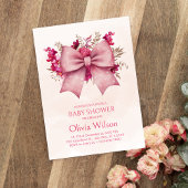 Bow rose et jolie invitation au Baby shower floral
