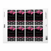 Bow rose et Mariage damassé Mini Étiquettes de vin (Feuille entière)