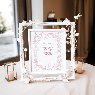 Bow rose Vintage Floral Baby shower Livre d'or