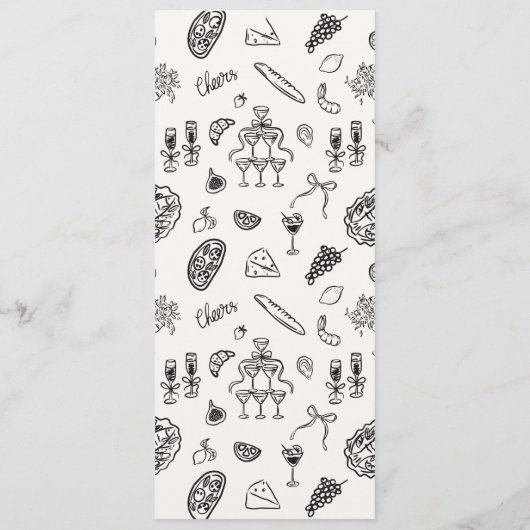 Bow rose Whimsical, menu plat Mariage dessiné à la (Dos)