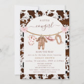 Bow Roze Clothesline Koe Print Cowgirl Baby shower Kaart (Voorkant)